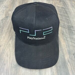 Vintage PS2 Playstation 2 Black Strapback Hat Cap Sony 90’s Y2K Promo Merch